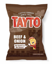 Tayto Beef & Onion Flavour Potato Crisps Snack, 32.5g Bags x32 Box