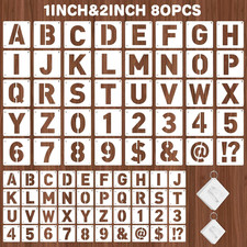 80Pcs Letter Stencils Reusable Letter Number Stencils for Painting,1,2Inch