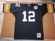 TERRY BRADSHAW #12 PITTSBURGH STEELERS M&N 1975 THROWBACK FOOTBALL JERSEY 48/XL