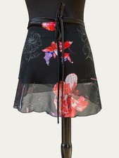 One Skirt - 2 Faces Ballet skirt, short, black with colorful flowers and black