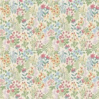 Agnala Blumenmuster Meadow Tapete Laub BlüTen BläTter Pink/Bunt Grandeco 205601