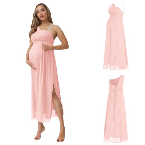 Maternity Chiffon Long Home Clothing Maxi Gown Outfit Dress Party With Belt - Picture 6 of 81