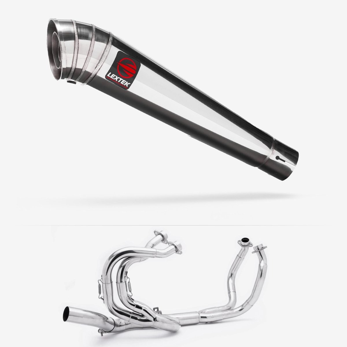 Lextek Stainless Steel MP4 Polished 300mm Exhaust with Link pipe Silencer Rear