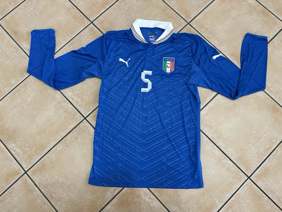 MAGLIA ITALIA NAZIONALE ITALIANA VINTGE MANICHE LUNGHE Match Worn De rossi 5 - Immagine 3 di 4