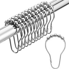12PCS Shower Curtain Hooks Rust Proof Stainless Steel Polished Nickel Chrome