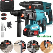 2 Batteries + Cordless Hammer Drill SDS Rotary Heavy Duty Electric Impact Hammer