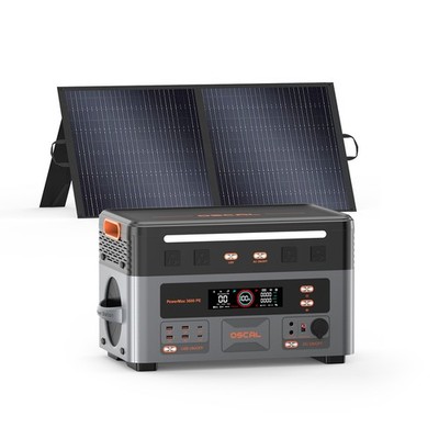 OSCAL 3600W Powerstation PowerMax 3600PE with 100W Solar Panel 2016Wh LiFePO4