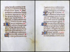 Handschrift Pergament Blatt aus Stundenbuch um 1500 farbige Initalen (3-24)
