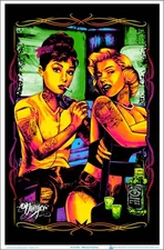 Audrey & Marilyn Tattoo by JDH Blacklight Poster Officially Licensed 23 x 35 in.