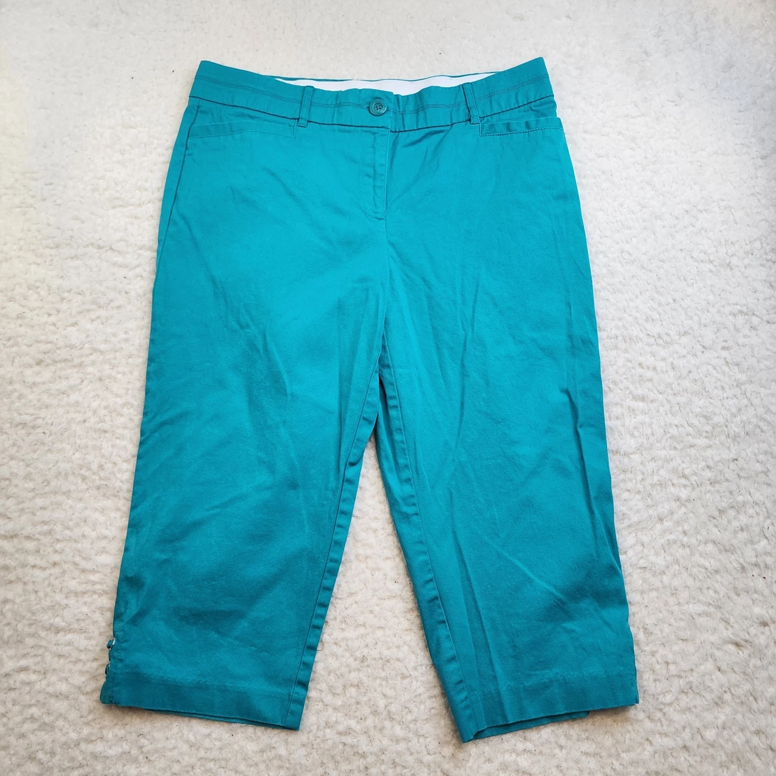 Studio Works Capri Cropped Pants 12 Petite Blue Summer Coastal Pockets