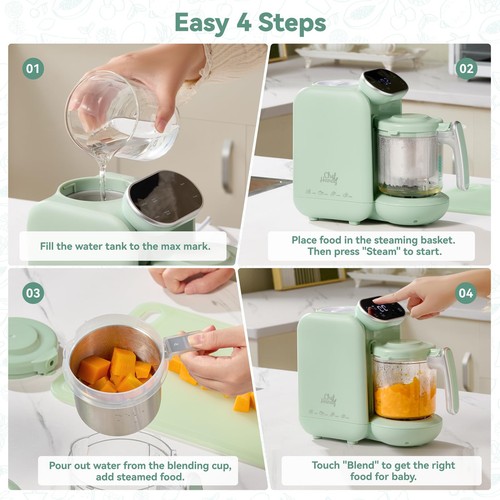 Baby Food Maker, 5 in 1 Baby Food Processor with Steaming Basket, Auto Cookin... - Picture 3 of 8