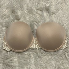 Wacoal 32D Bra Beige Embrace Lace Push Up Strapless 854191 Underwire Back Close