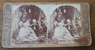 May and December stereoview cards