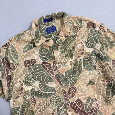 Pendleton Short Sleeve Button Shirt Men's Extra Large Floral Loop Collar Camp