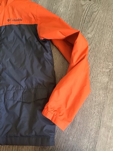 Columbia Coat Boys Youth Size M 10-12 Kids Gray Orange Hooded Omni Tech Jacket - Picture 2 of 11