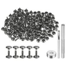 100 Sets Leather Rivets 10 x 9mm Metal with 3 Setter Tools Gunmetal