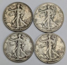 Lot Of 4 Walking Liberty Half Dollar US Coin
