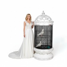 Parrot Bird Cage Large White and Silver with Metal Wires 6 FT Indoor Outdoor