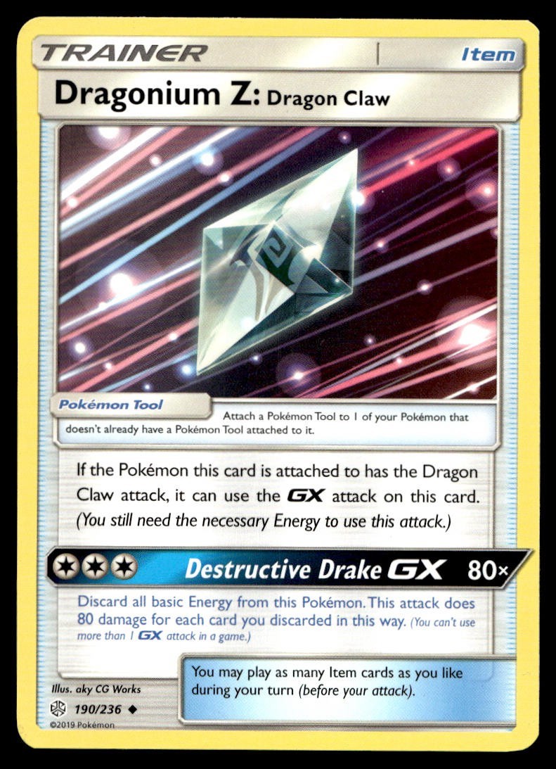Dragonium Z: Dragon Claw 190/236 Pokemon Card Cosmic Eclipse Uncmn Trnr NM CN