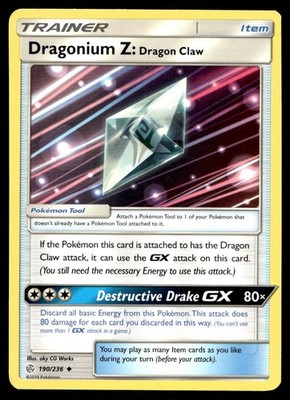 Dragonium Z: Dragon Claw 190/236 Pokemon Card Cosmic Eclipse Uncmn Trnr NM CN