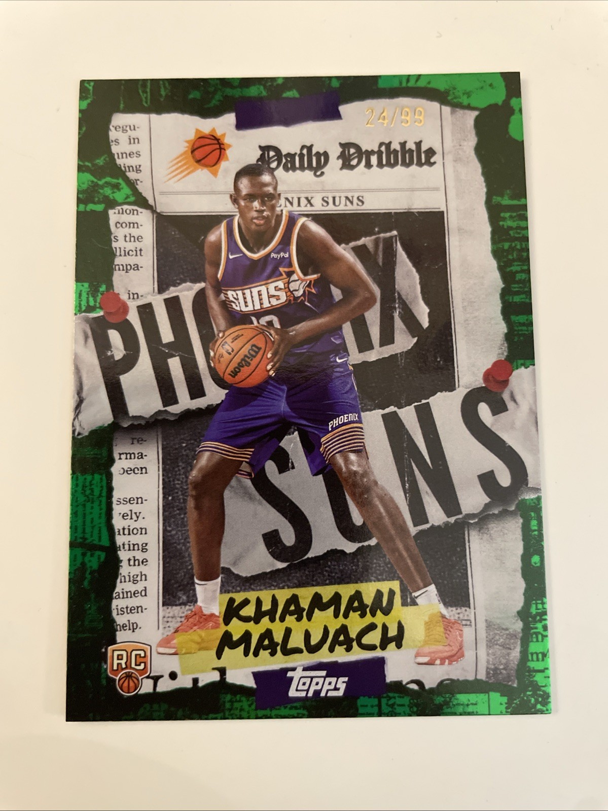 2025-26 Topps Khaman Maluach The Daily Dribble RC Green Rainbow #/99 Suns