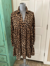 SHEIN, LONG SLEEVE, COLLARED, V-NECK, EMPIRE STYLE, RUFFLED, SHORT DRESS, S