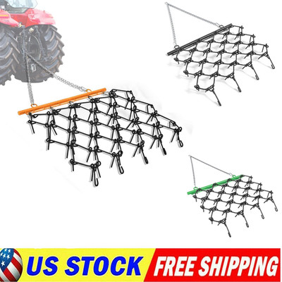 Chain Drag Harrow for ATV UTV & Tractor, 4×4 ft, 3/8'' 1/2'' Teeth, Tow Behind