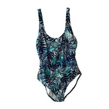 Ocean Pacific Womens Blue Tropical Palm Leaf Strappy Back One Piece Swimsuit XL
