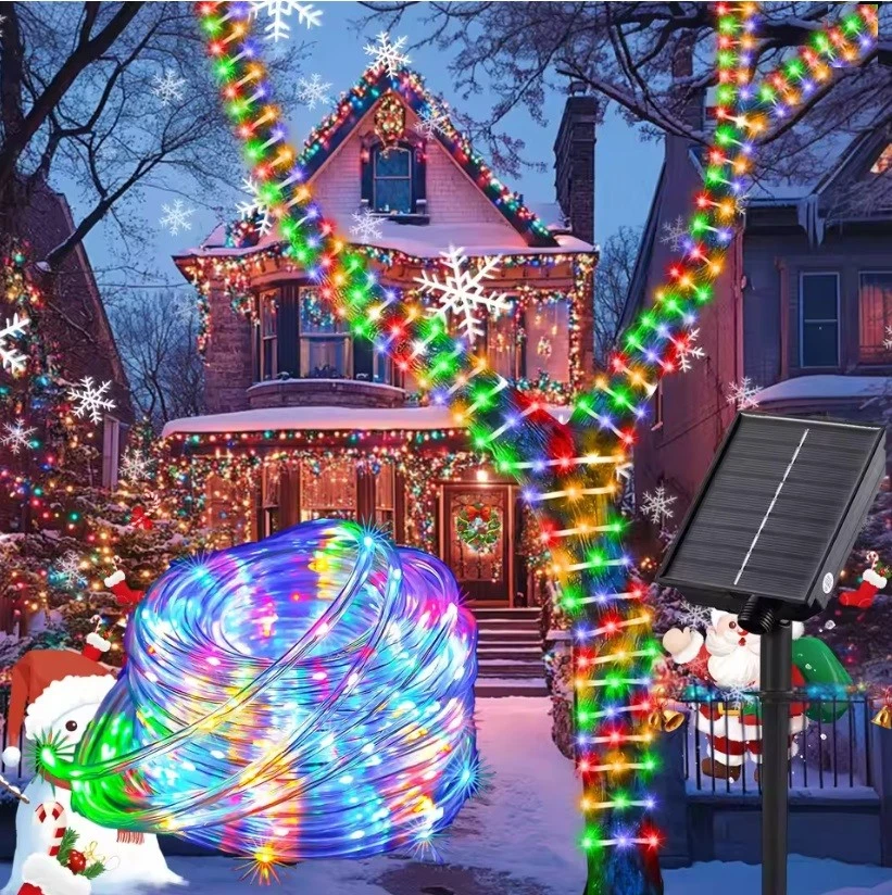 Lepro Luci Natale Esterno Solare,Catena Luminosa Esterno Giardino Solare/USB Ricaricabile,Luci Solari da Giardino 4 Modalità di Illuminazione,7.6M 25+1 Lampadine per Campeggio,Balcone,Feste,Gazebo