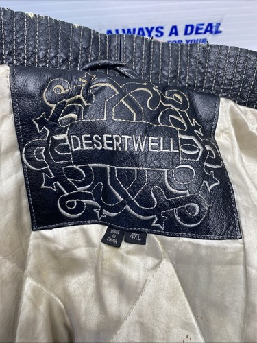 Desert Well New York City Themed Hooded Lined Black Size 4x Genuine Leather Jets - Picture 4 of 10