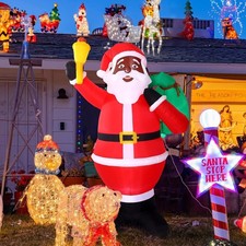 8 ft Christmas Inflatable Santa Outdoor Decoration Giant Black Santa Claus Gi...