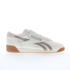 Reebok F/S LO Womens White Leather Lace Up Lifestyle Sneakers Shoes