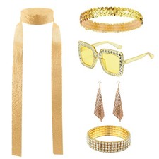 6 Stück 70er 80er Jahre Disco Zubehör Accessoires Disco Outfit Damen, Glitzer...