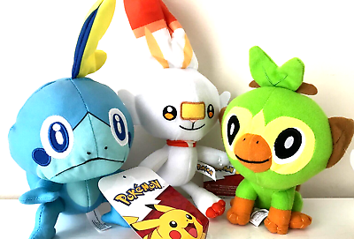  Pokémon 8 Grookey, Sobble, & Scorbunny 3-Pack Plush