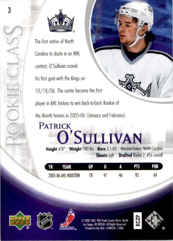 2006-07 Upper Deck Rookie Class Patrick O'Sullivan #3 - Image 2 of 2