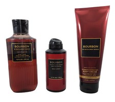 Bath Body Works Bourbon Body Spray, Shower Gel, Body Cream 3pc Gift Set