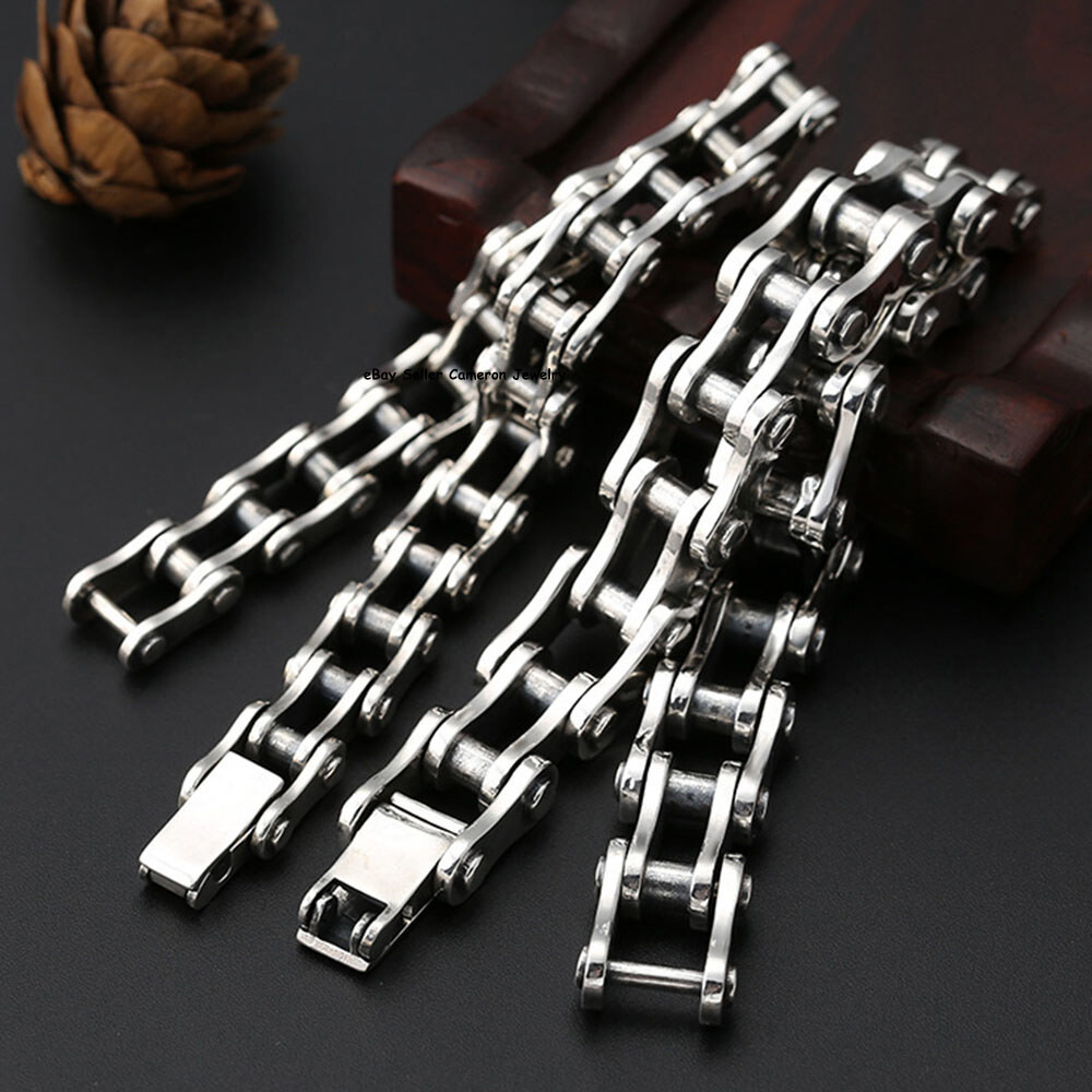 Pure S925 Sterling Silver Chain 10-13mm Punk Bike Anchor Link