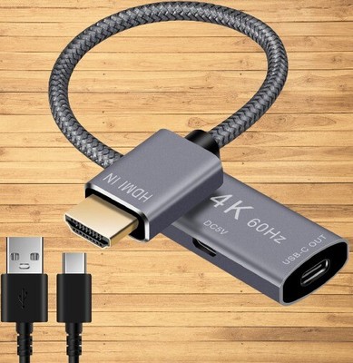 HDMI Male to USB-C 3.1 Output Female Cable Adapter with Micro USB Power Cable
