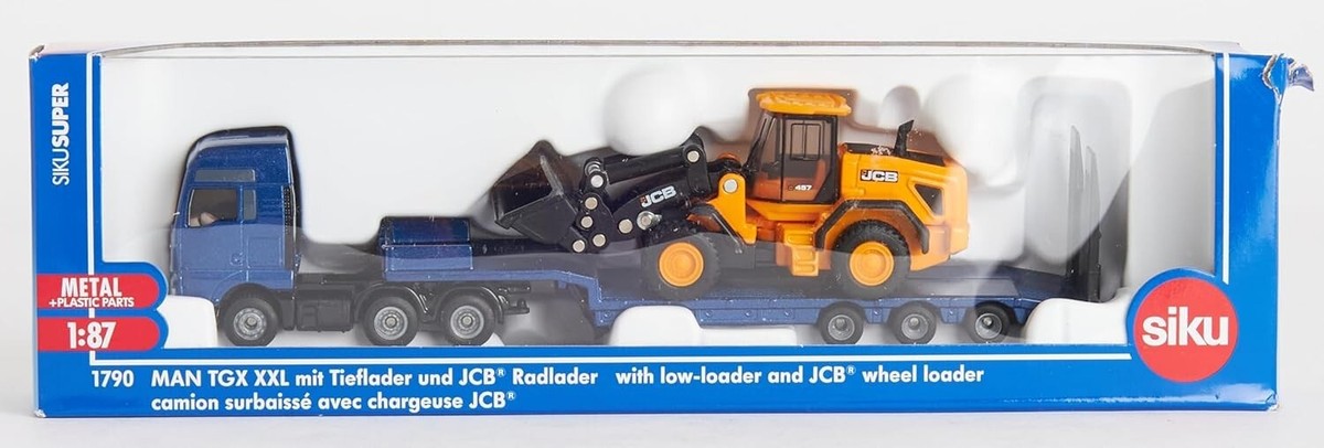 Siku Super 1790 1:87 MAN TGX Truck with Low Loader and JCB Wheel
