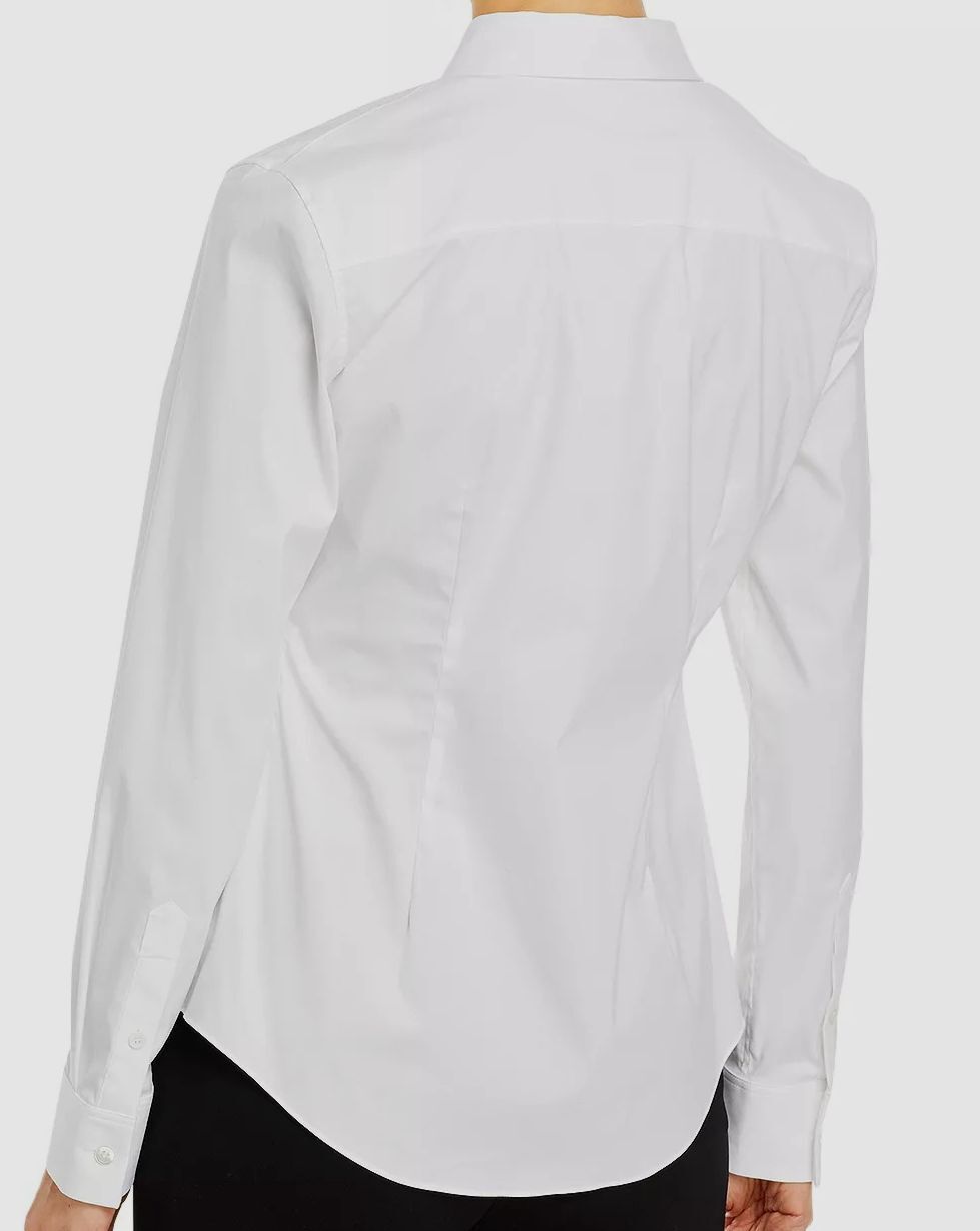 245 Theory Women s White Tenia Luxe Cotton Blend Button Up Blouse Top 245 Theory Women s White Tenia Luxe Cotton Blend Button Up Blouse Top