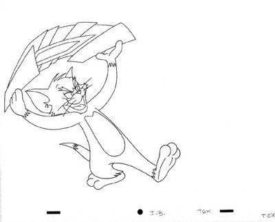 WARNER BROS Animation Art Cel Production Drawing Tom & Jerry CAT #48