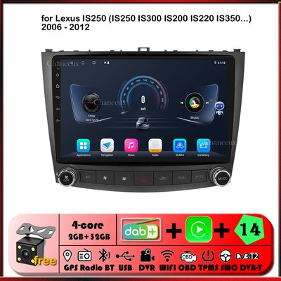10''Android 14 Autoradio GPS SAT Navi DAB Carplay DVR for Lexus IS250 200 300 350