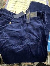 New Designer POLO RALPH LAUREN Men's Classic Fit Corduroy Pants Navy Sz W34L34