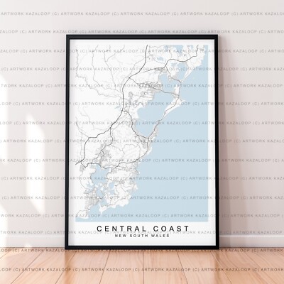 Central Coast ungerahmte Karte Poster Druck Dekor Central Coast New South Wales