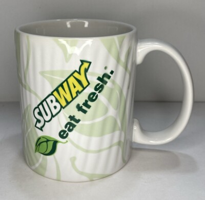 Subway Eat Fresh Advertisement COFFEE MUG CUP 10oz Leaves White/Green