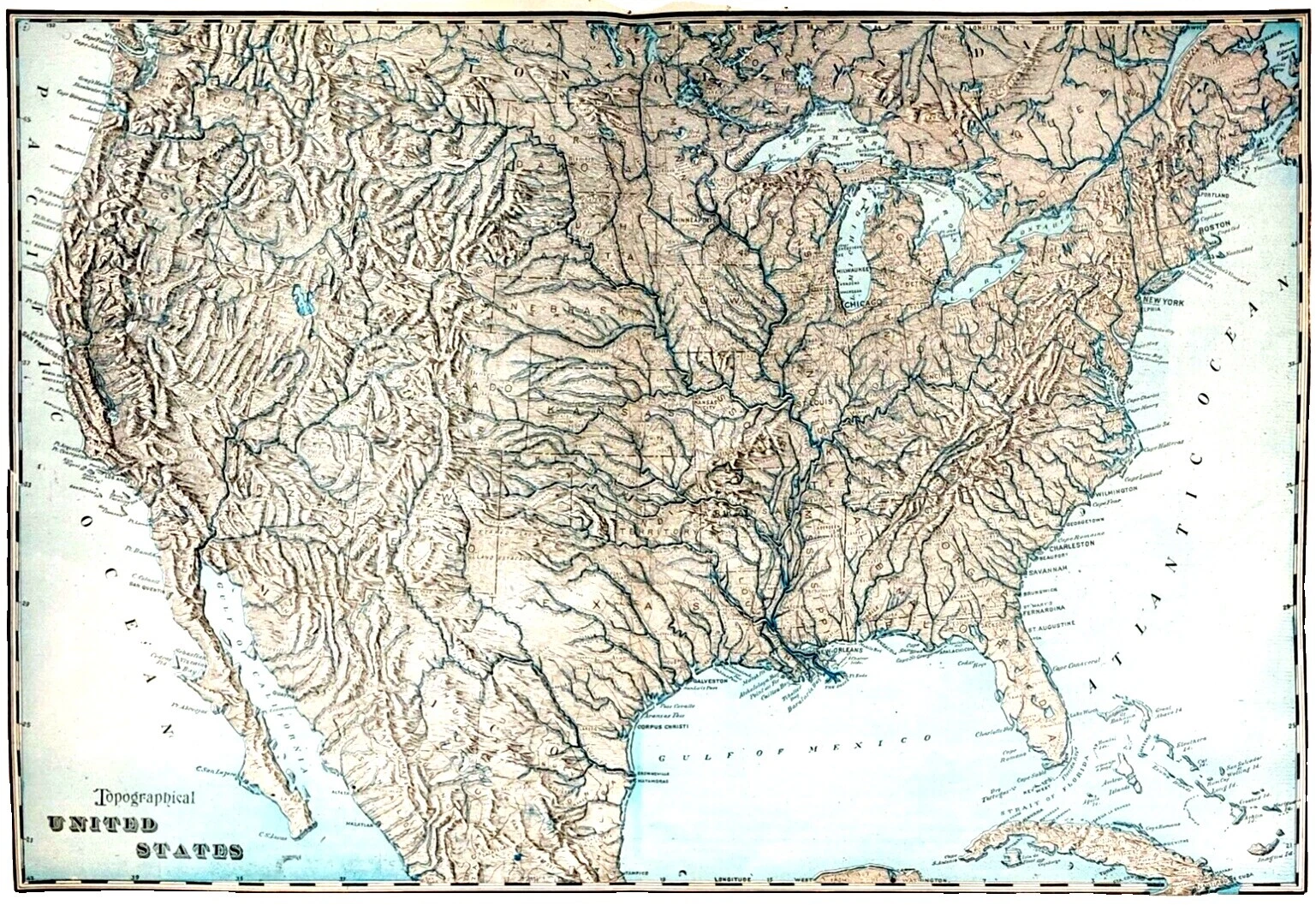 Mapa topográfico mapas antiguos de plegable