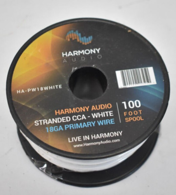Harmony Audio Stranded CCA White 18 Gauge Primary Wire Cable 100' HA-PW18WHITE