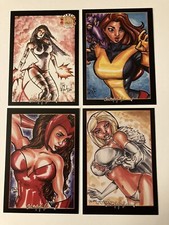 PSYLOCKE SHADOWCAT WHITE QUEEN SCARLET WITCH 4 Sketch Card Print Set