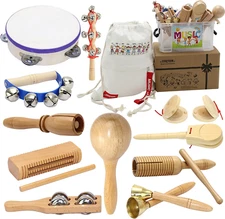 Musical Instruments , Natural Eco-Friendly Wooden Percussion Set Gift with Stora
