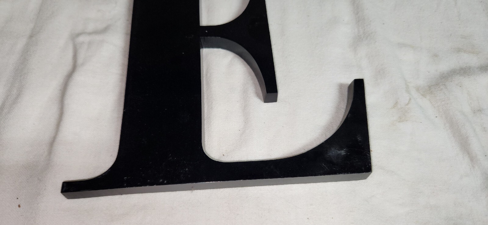 как выглядит Black 10 Inch Aluminum Letter E Wall Hanging Sign Initial Decor Nevermore фото